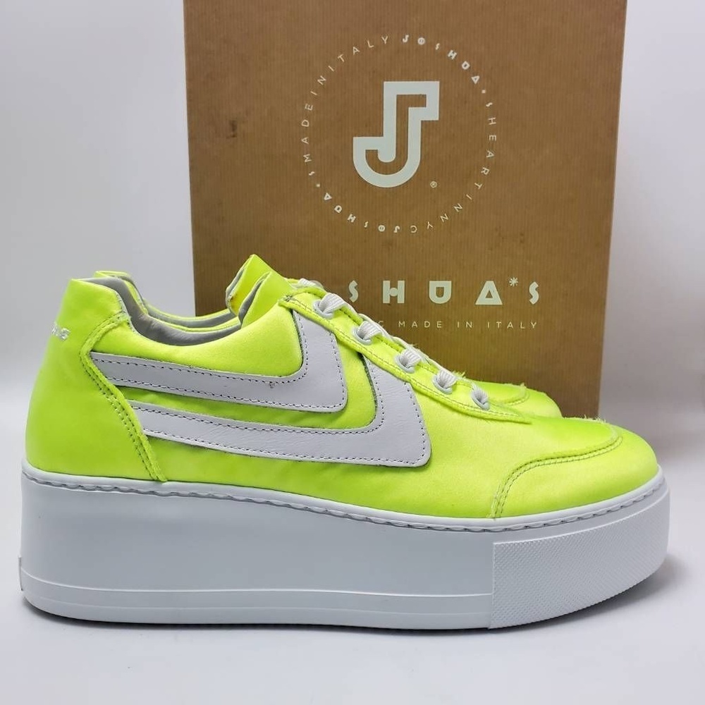 Joshua Sanders Liberty Donna Platform Low-Top Sneakers White Yellow Satin EU 39